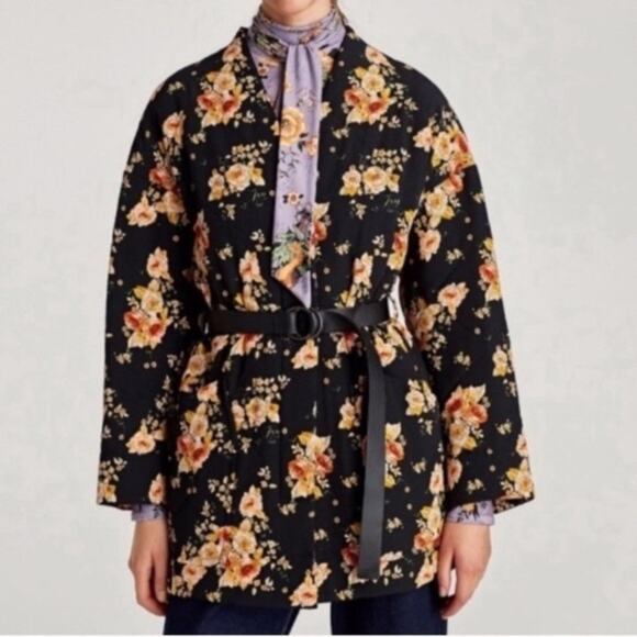 NWT Zara floral quilted belted jacket - Picture 1 of 7